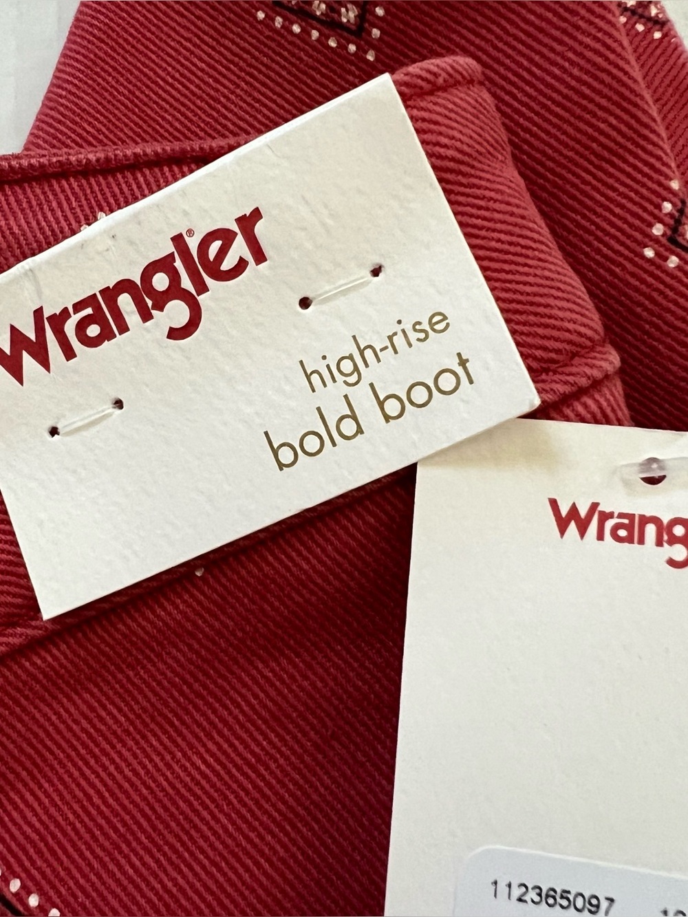 NWT Free People x Wrangler High Rise Bold Boot Bandana Print Jeans Red Size 10 - Picture 14 of 16